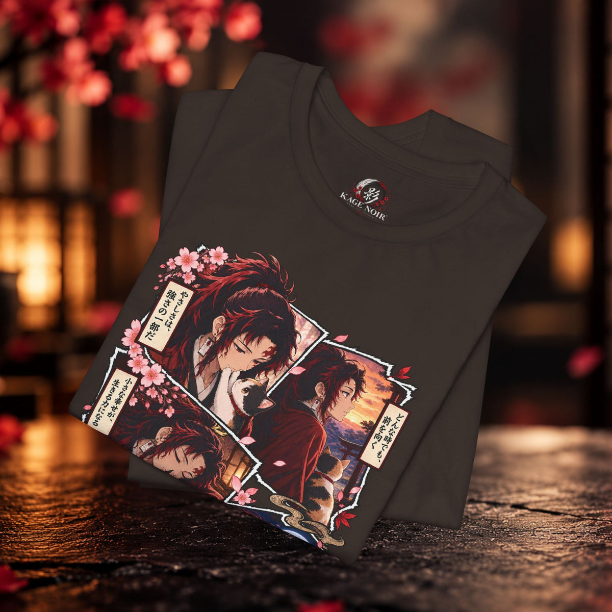 Yoriichi Anime Collage T-Shirt | Japanese Cherry Blossom Warrior Art Tee