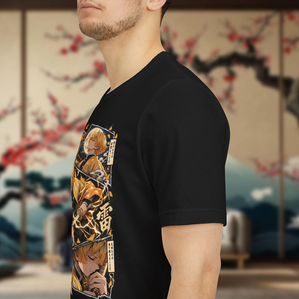 Zenitsu Anime T-Shirt | Manga Panels, Bold Kanji Design