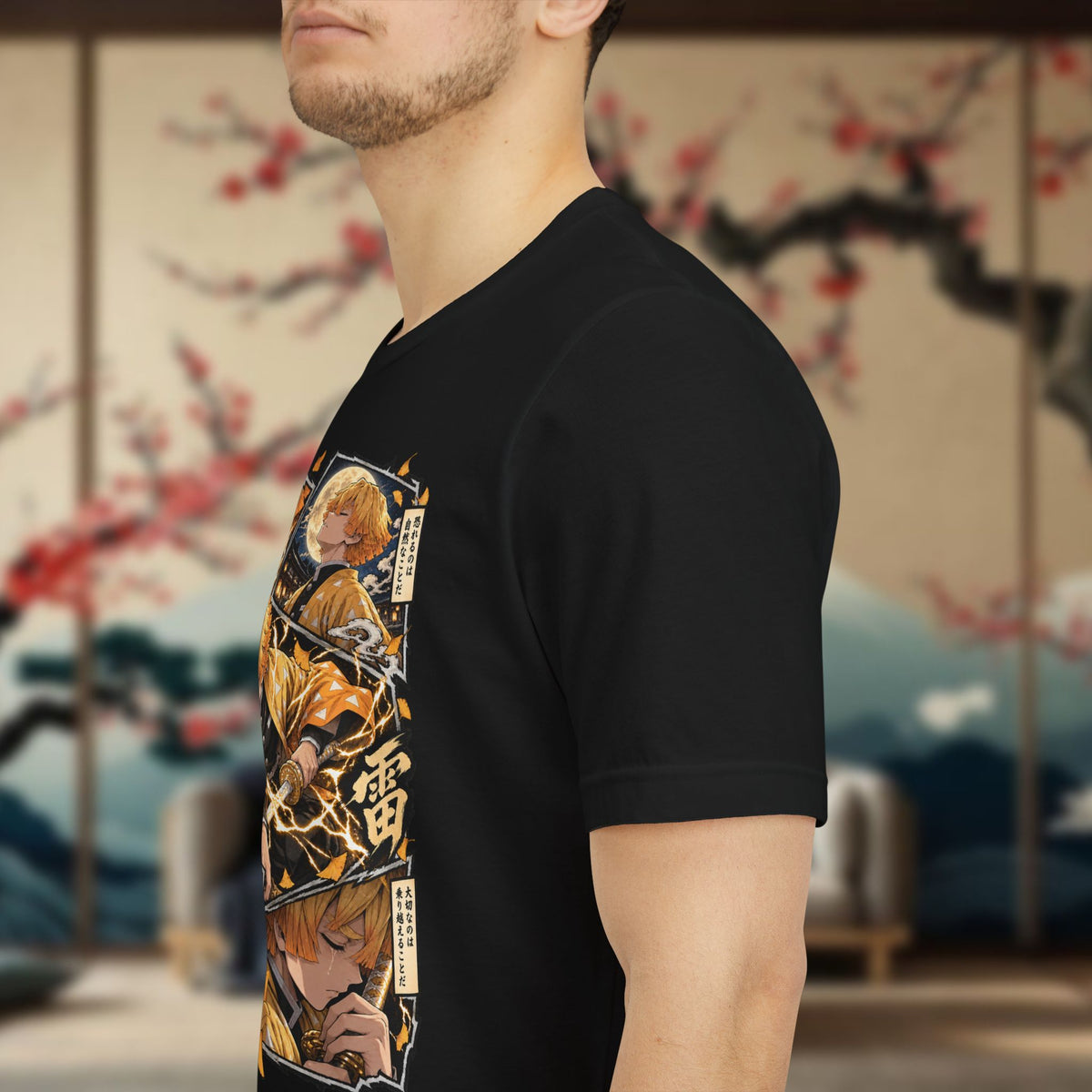 Zenitsu Anime T-Shirt | Manga Panels, Bold Kanji Design