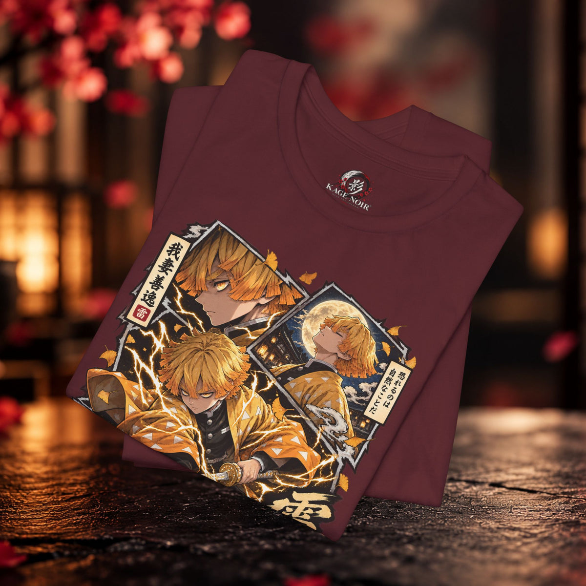 Zenitsu Anime T-Shirt | Manga Panels, Bold Kanji Design