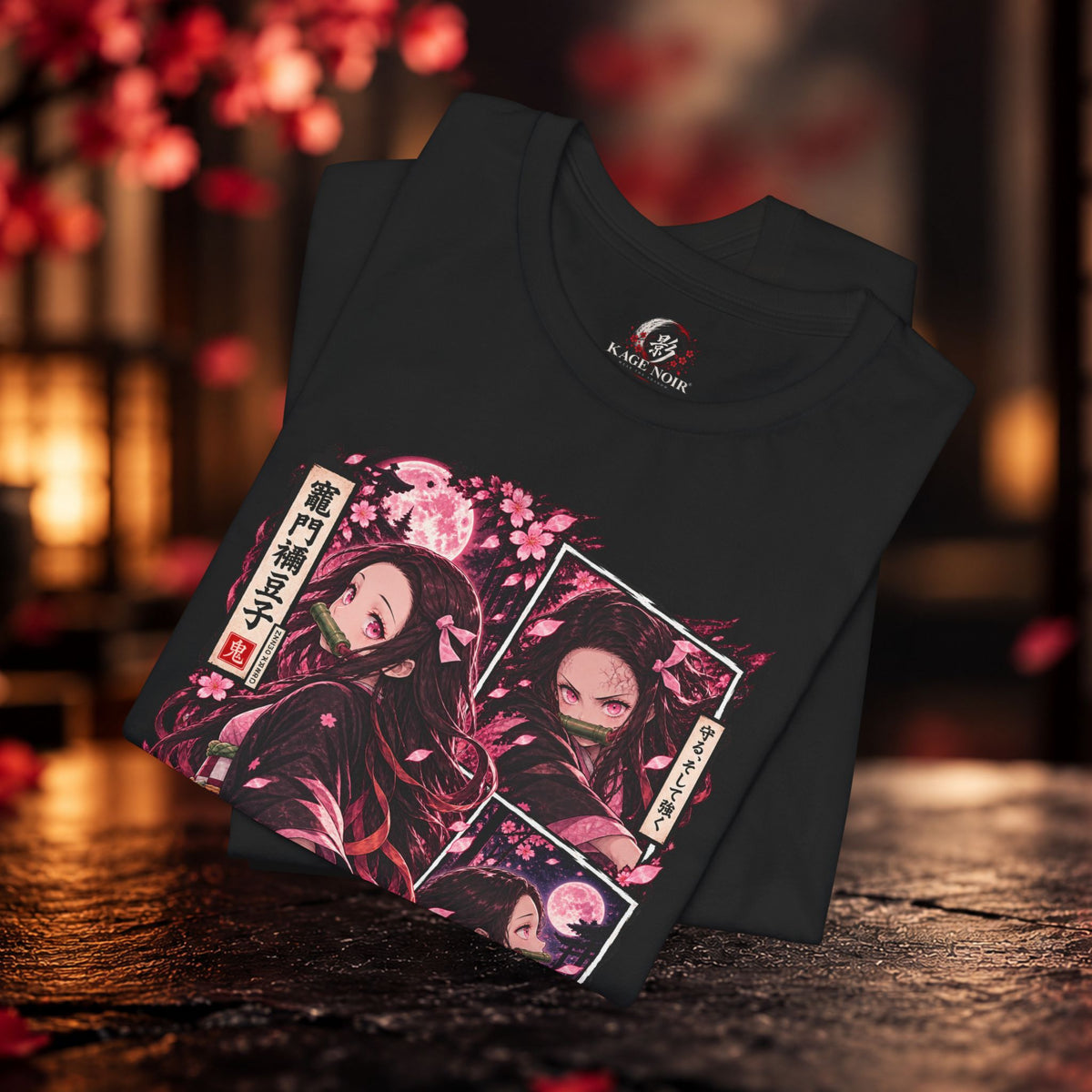 Nezuko Anime Panel Tee | Japanese Floral Demon Slayer Style Shirt