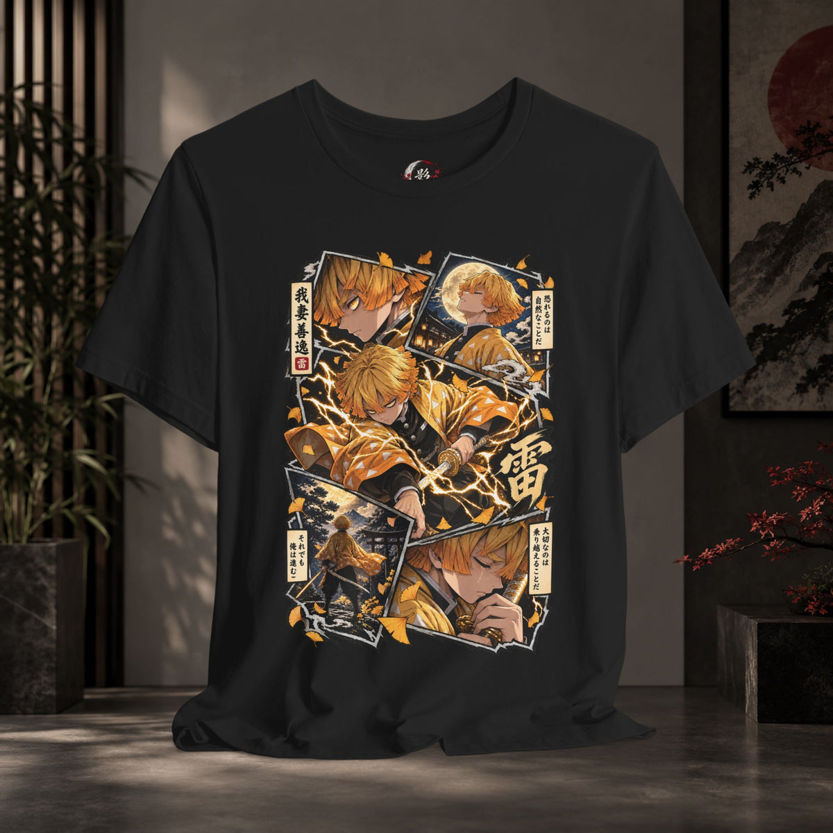 Zenitsu Anime T-Shirt | Manga Panels, Bold Kanji Design