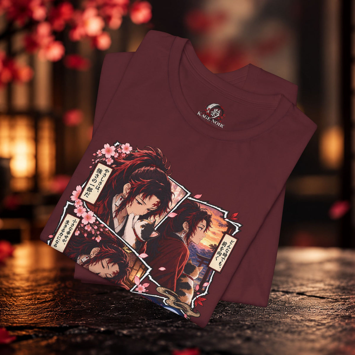 Yoriichi Anime Collage T-Shirt | Japanese Cherry Blossom Warrior Art Tee