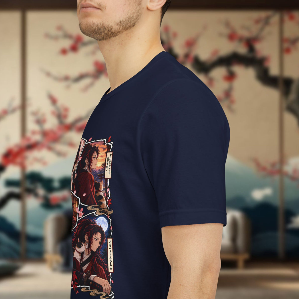 Yoriichi Anime Collage T-Shirt | Japanese Cherry Blossom Warrior Art Tee