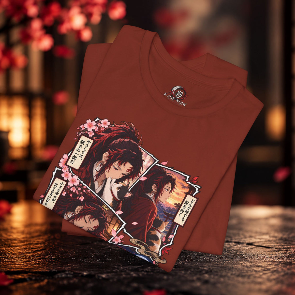 Yoriichi Anime Collage T-Shirt | Japanese Cherry Blossom Warrior Art Tee